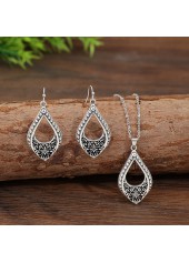 Silver Color Alloy Earrings and Necklace