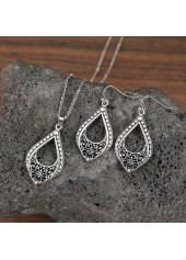 Silver Color Alloy Earrings and Necklace