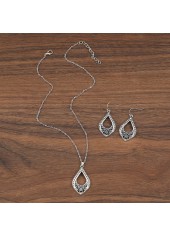 Silver Color Alloy Earrings and Necklace