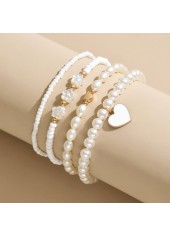 White Color Heart Polyresin Detail Anklets
