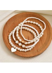 White Color Heart Polyresin Detail Anklets