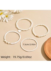 White Color Heart Polyresin Detail Anklets