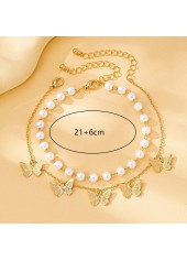 Golden Color Butterfly Pearl Design Anklets