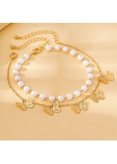 Golden Color Butterfly Pearl Design Anklets