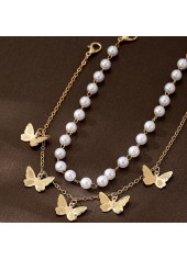 Golden Color Butterfly Pearl Design Anklets
