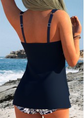 Mid Waisted Floral Print Cross Hem Tankini Set