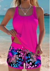 Mid Waisted Marine Life Print Tummy Coverage Tankini Set