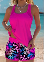 Mid Waisted Marine Life Print Tummy Coverage Tankini Set
