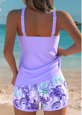 Mid Waisted Marine Life Print Tummy Coverage Tankini Set