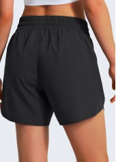 High Stretch Black Elastic Waist Sports Shorts