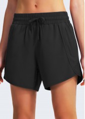 High Stretch Black Elastic Waist Sports Shorts