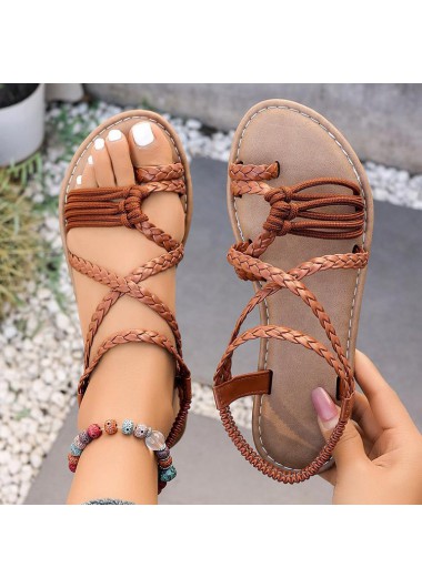 Dark Coffee Toe Post Falt Sandals