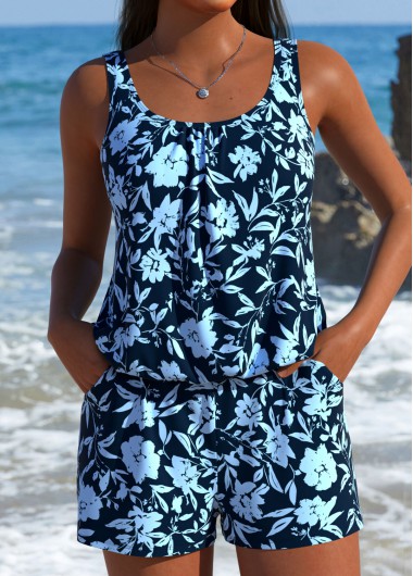 Ditsy Floral Print Tummy Coverage One Piece Swimwear
