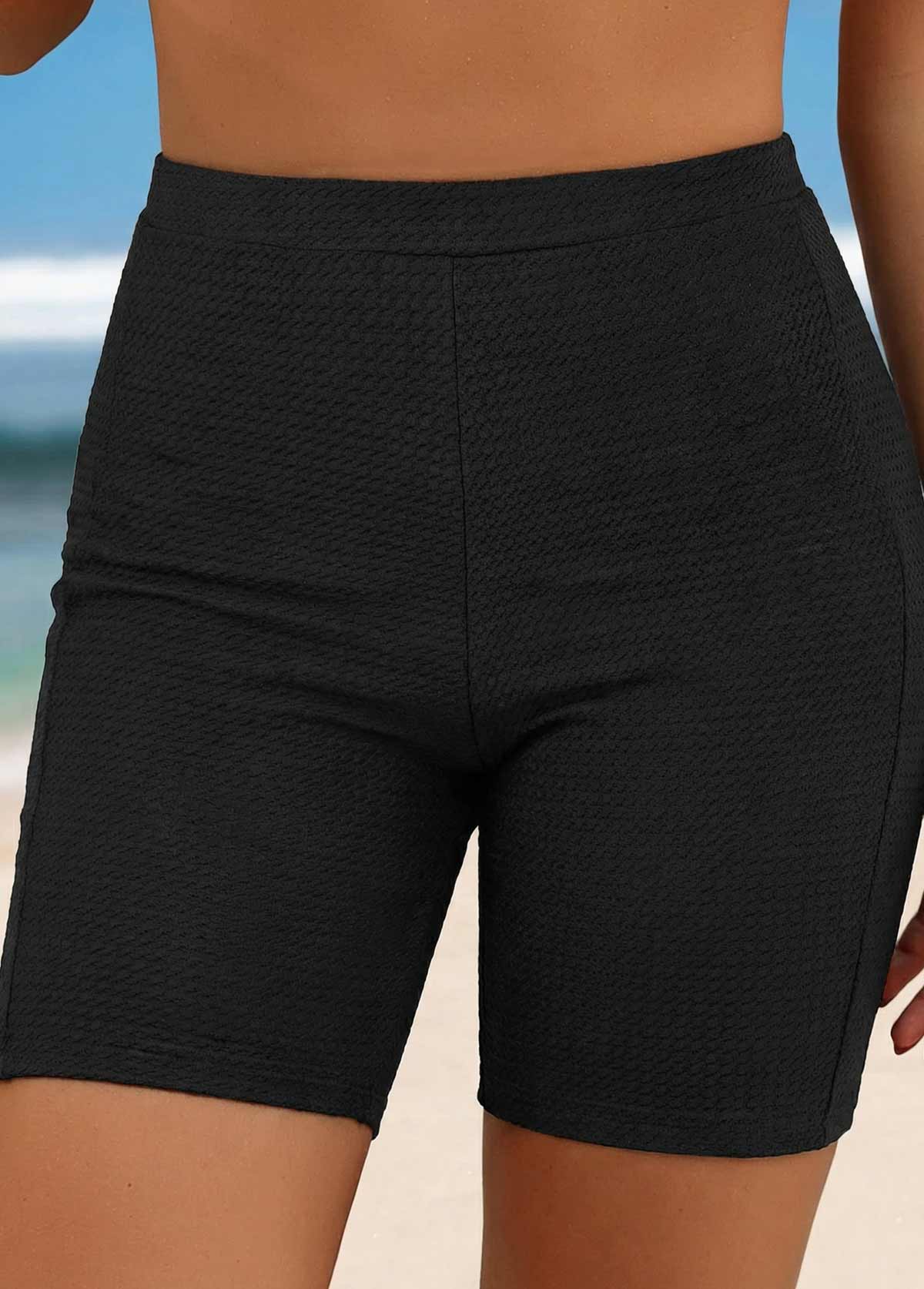 High Waisted Wide Waistband Multi Color Swim Shorts