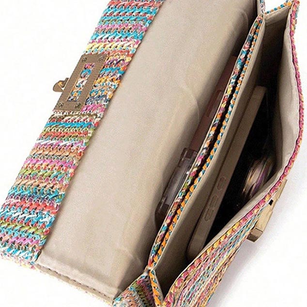 Multi Color Chains Turnlock Crossbody Bag