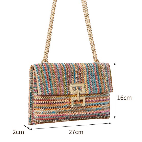 Multi Color Chains Turnlock Crossbody Bag