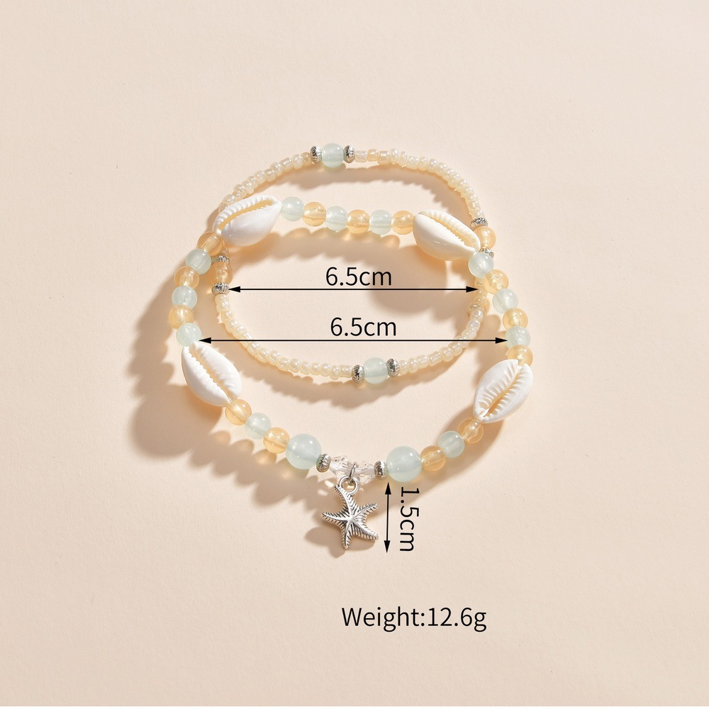 Skin Color Shell Seed Beads Anklets