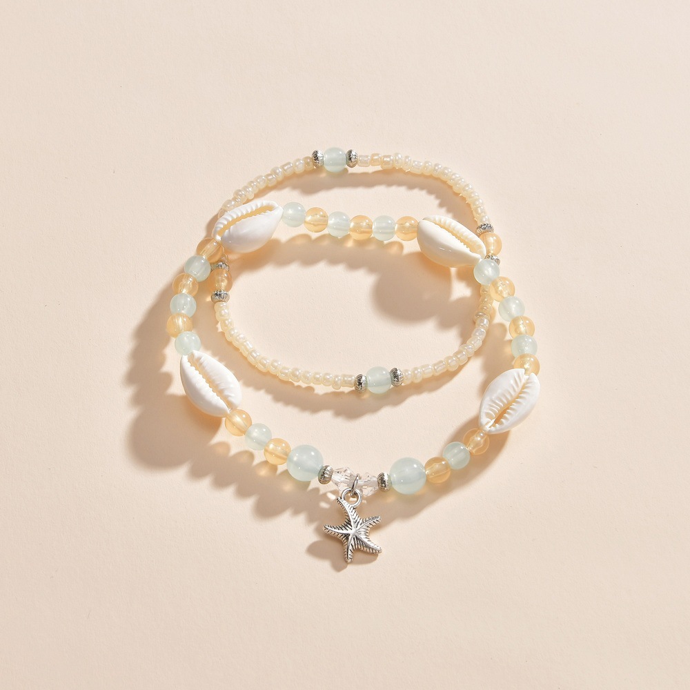 Skin Color Shell Seed Beads Anklets