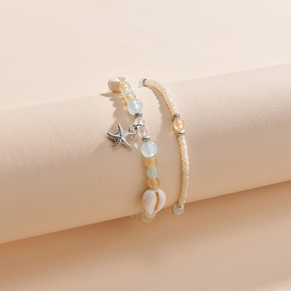Skin Color Shell Seed Beads Anklets