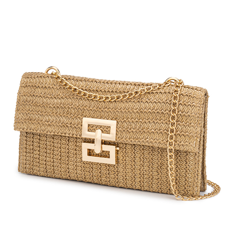 Light Camel Chains Turnlock Crossbody Bag