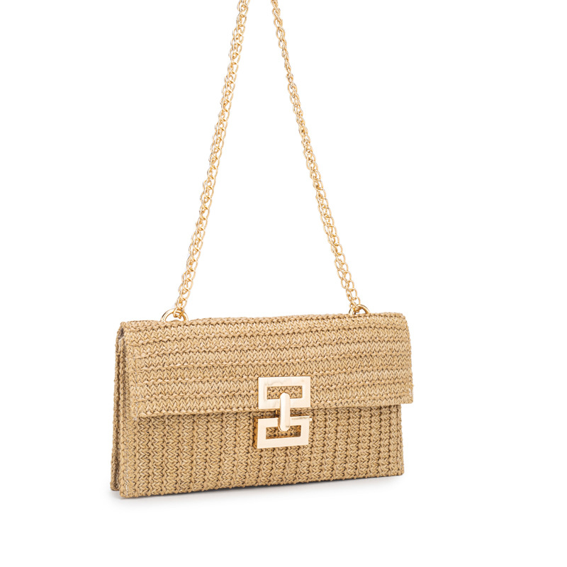 Light Camel Chains Turnlock Crossbody Bag