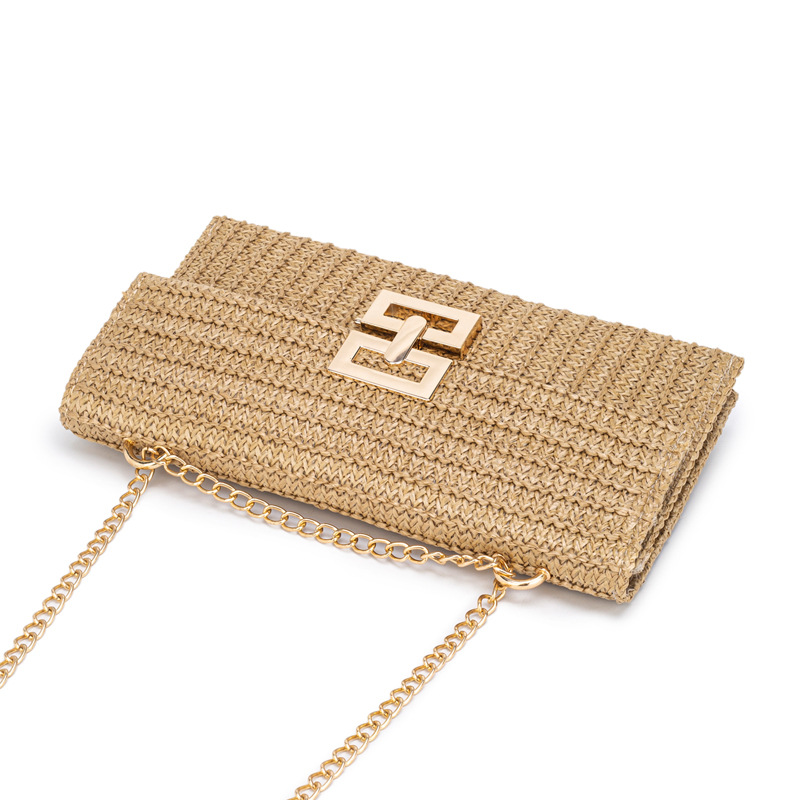 Light Camel Chains Turnlock Crossbody Bag