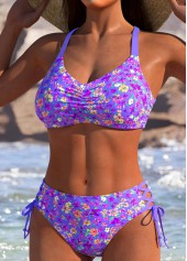 Reversible High Waist Purple Blue Bikini Set