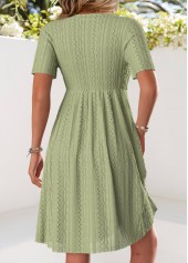 Light Camel Short Sleeve V Neck Dress