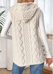 Tummy Coverage Beige Sleeveless Hooded Waistcoat