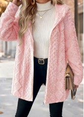 Tummy Coverage Light Pink Long Sleeve Hooded Coat