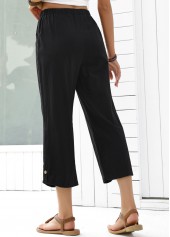Black Straight Leg Elastic Waist High Waisted Pants