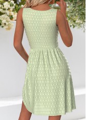 Tummy Coverage Light Green Short Sleeveless Round Neck Dress