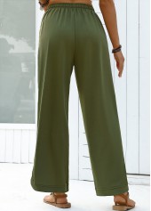 Olive Green Wide Leg Elastic Waist High Waisted Pants