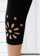 Black Elastic Waist High Waisted Capri Leggings