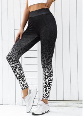 Ombre Black Elastic Waist High Waisted Ankle Length Leggings