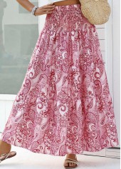 Tribal Print Dark Reddish Purple A Line Maxi Skirt