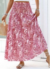 Tribal Print Dark Reddish Purple A Line Maxi Skirt