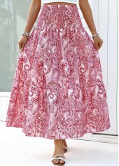 Tribal Print Dark Reddish Purple A Line Maxi Skirt