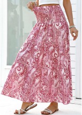 Tribal Print Dark Reddish Purple A Line Maxi Skirt
