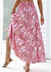 Tribal Print Dark Reddish Purple A Line Maxi Skirt