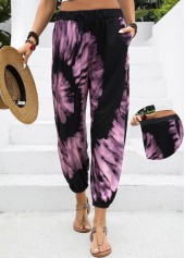 Ombre Neon Pink Jogger Elastic Waist High Waisted Pants