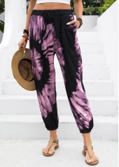Ombre Neon Pink Jogger Elastic Waist High Waisted Pants