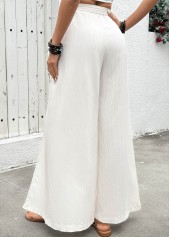 Flowy Raw White Wide Leg Elastic Waist Pants
