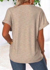 Heart Print Tummy Coverage Light Camel T Shirt