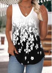 Tummy Coverage White Sleeveless V Neck Tank Top
