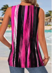 Striped Multi Color Sleeveless V Neck Tank Top