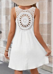 Tummy Coverage White Short Sleeveless V Neck Dress