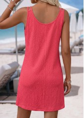 Coral Short Sleeveless Scoop Neck Dress
