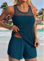Mid Waisted Tummy Coverage Peacock Blue Tankini Set