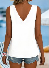 Leopard Tie White Strappy V Neck Tank Top